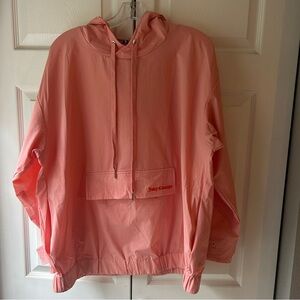 NWOT Juicy Couture Peach Ripstop Oversized Wind Hoodie Jacket Size Large Pockets